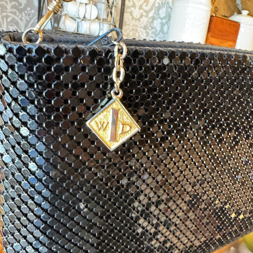 Whiting & Davis Black Mesh Clutch Crossbody - Picture 3 of 5